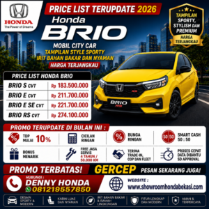 Harga Honda Brio 2026 | City Car Favorit Anak Muda